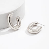 Thumbnail for Chic Tiny Gold Silver Plated U Shaped Hoop Earrings - ArtGalleryZen