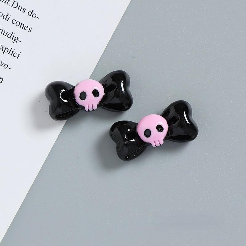 Kawaii 2 Pieces Kuromi Skull Bone Hair Clip Hair Rope Set - ArtGalleryZen