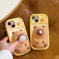 Thumbnail for Kawaii 3D Capybara Blowing Bubbles iPhone Case - ArtGalleryZen