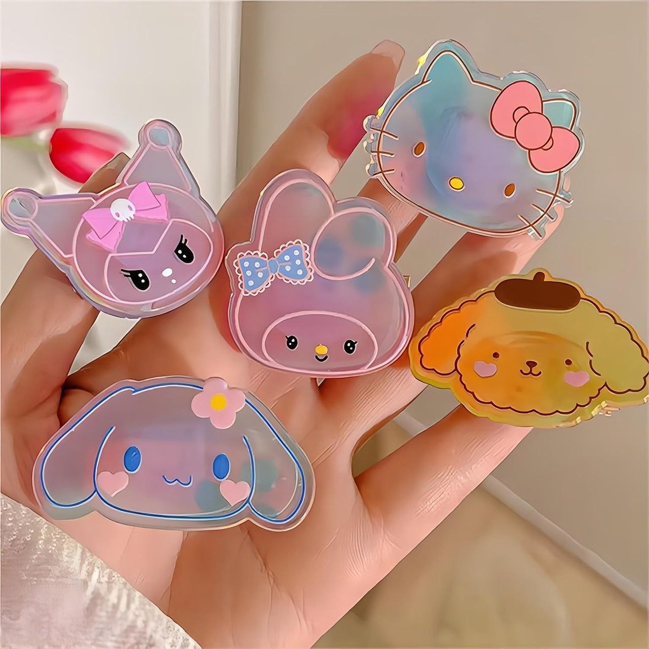 Kawaii 5 Pieces Led Flashing Sanrio Family Hair Clip Set - ArtGalleryZen