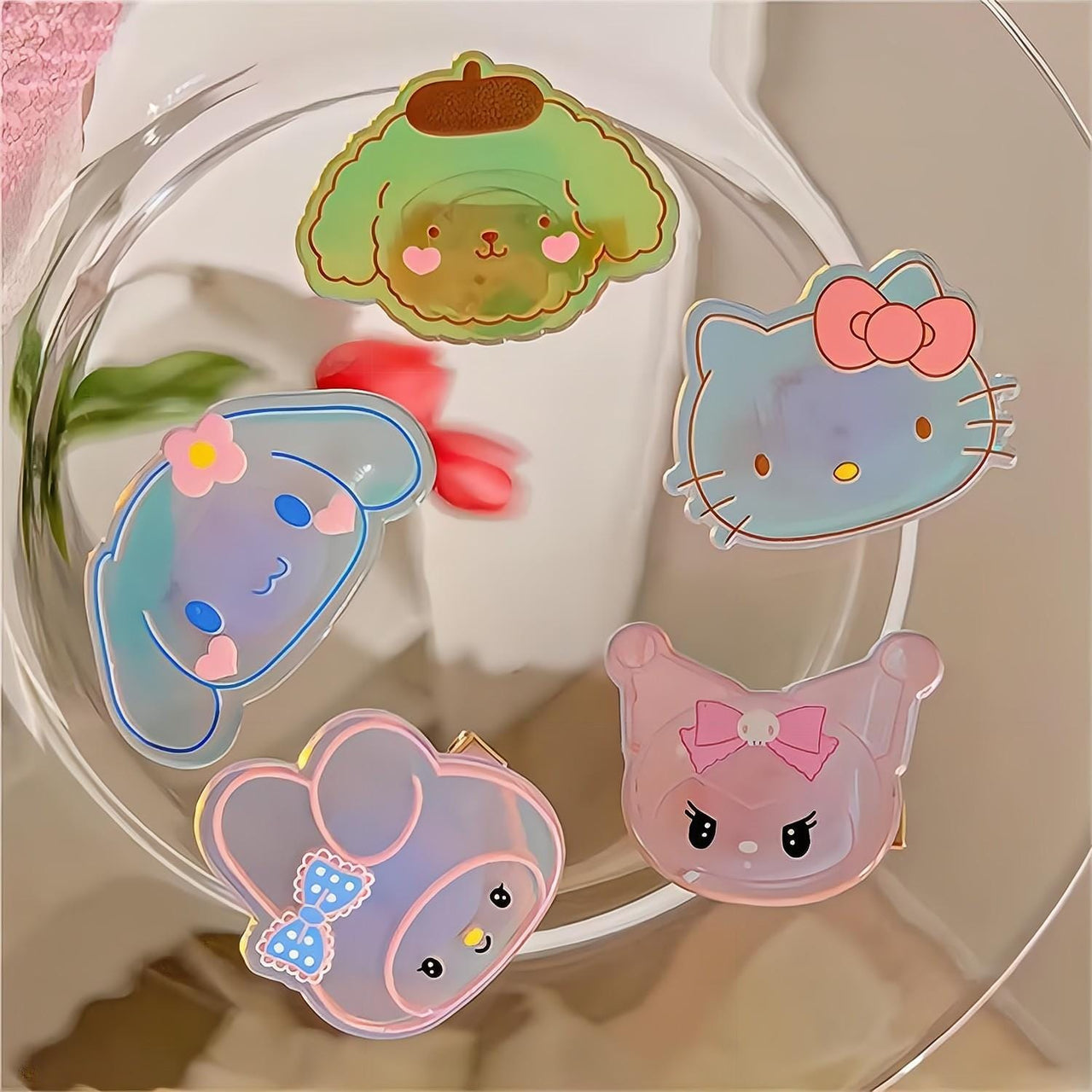 Kawaii 5 Pieces Led Flashing Sanrio Family Hair Clip Set - ArtGalleryZen