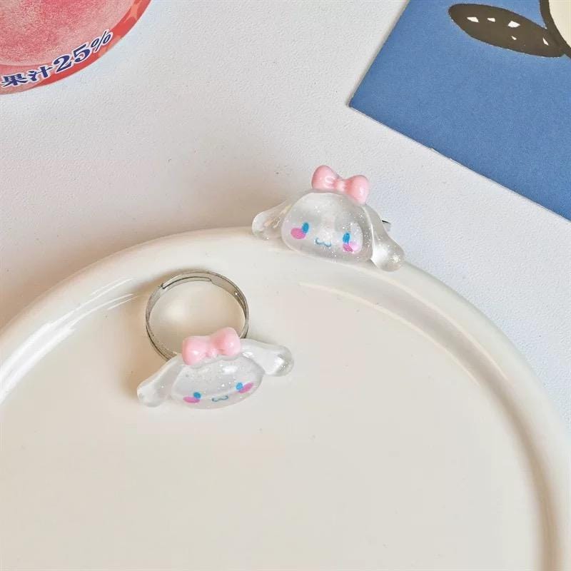 Kawaii 5 Pieces Sanrio Resin Rings Set - ArtGalleryZen