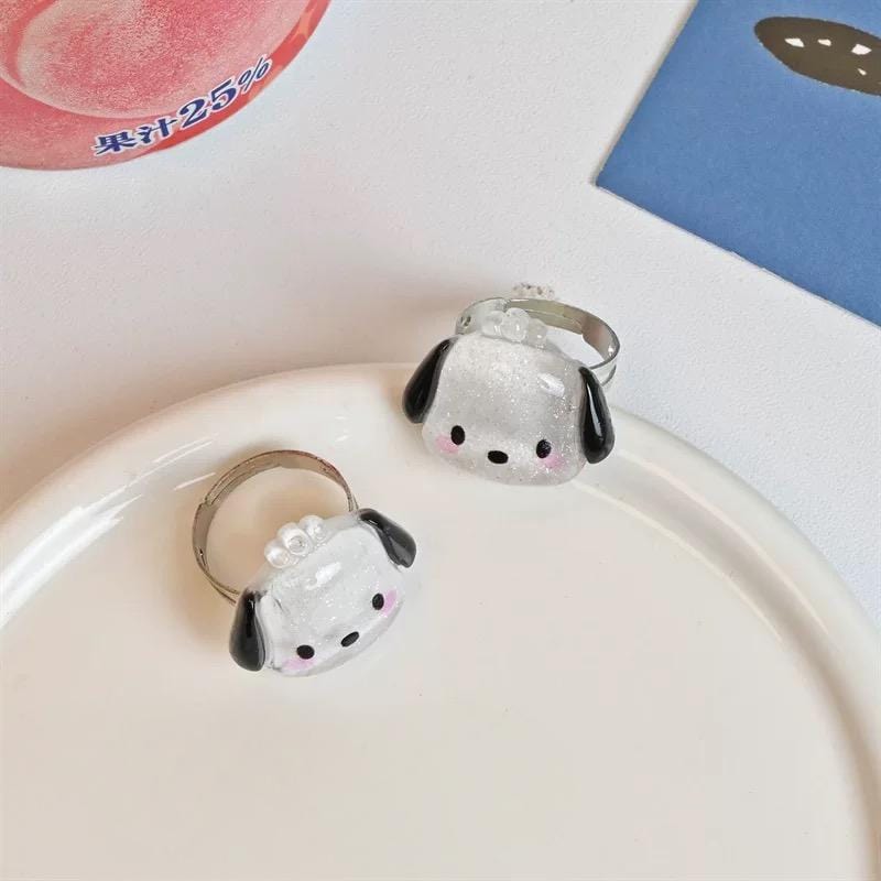 Kawaii 5 Pieces Sanrio Resin Rings Set - ArtGalleryZen