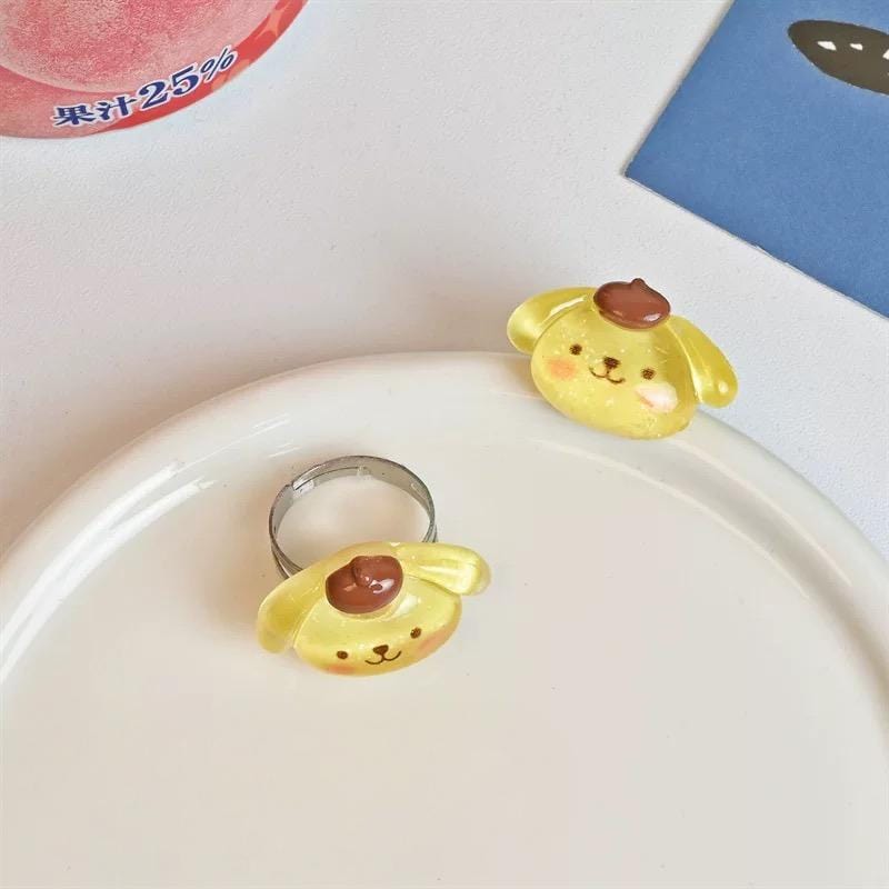 Kawaii 5 Pieces Sanrio Resin Rings Set - ArtGalleryZen