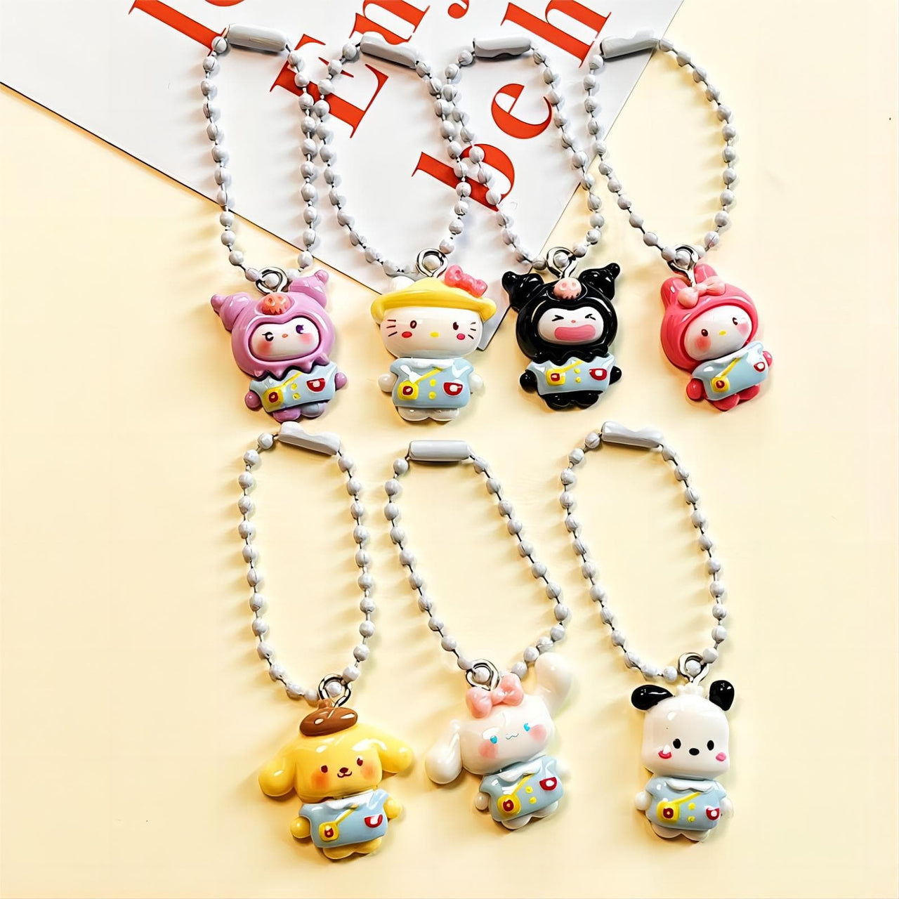 Kawaii 7 Pieces Sanrio Keychain Set - ArtGalleryZen