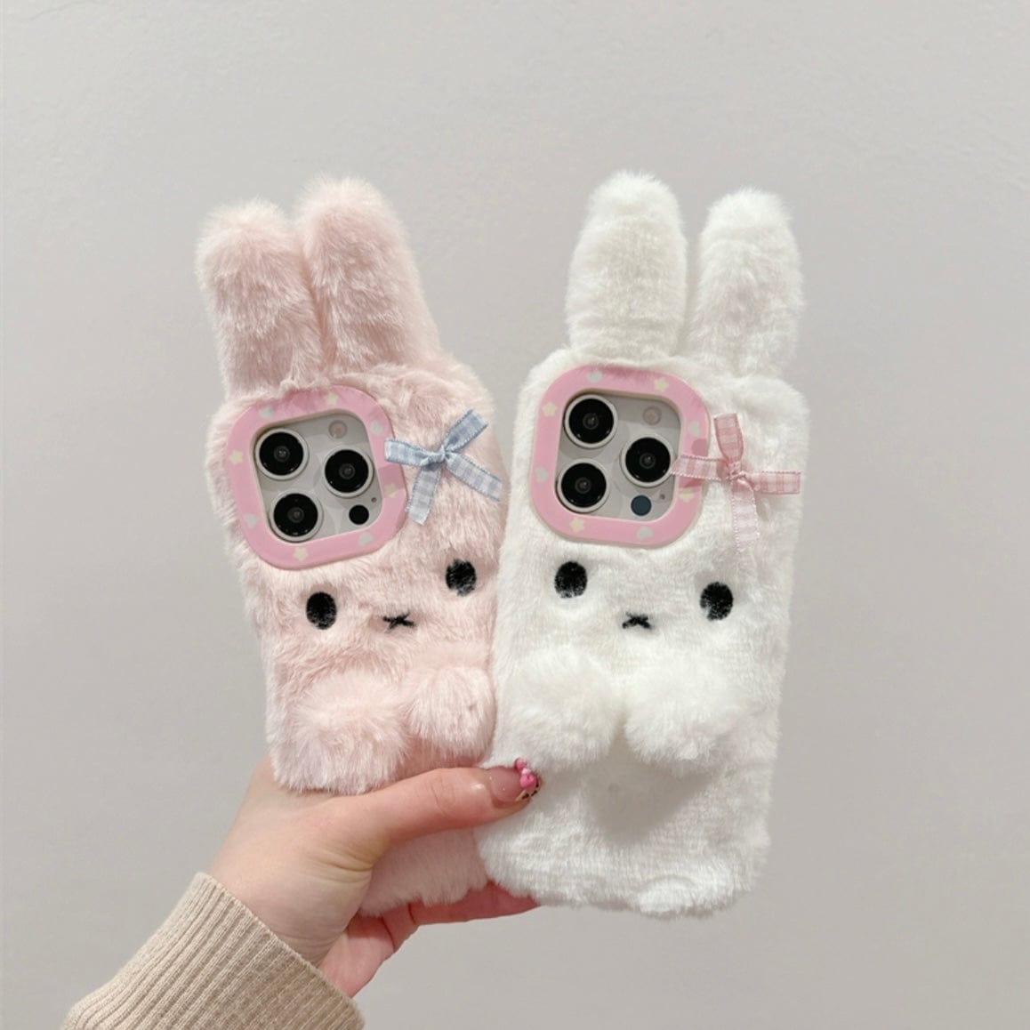 Kawaii Bowknot Bunny Plush Furry iPhone Case - ArtGalleryZen