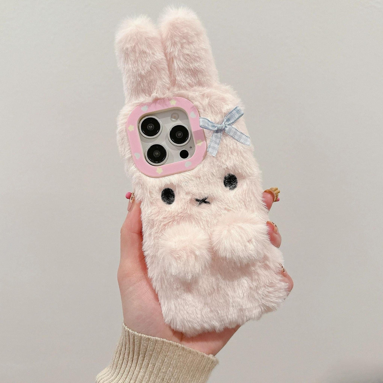 Kawaii Bowknot Bunny Plush Furry iPhone Case - ArtGalleryZen