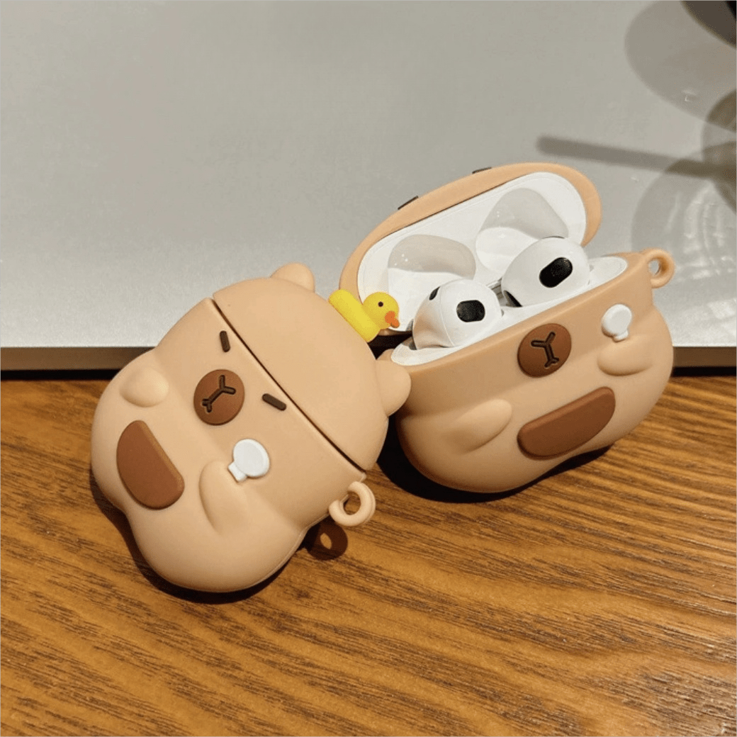 Kawaii Capybara Duck Silicone AirPods Earphone Case - ArtGalleryZen