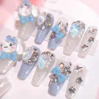 Thumbnail for Kawaii Cinnamoroll Rhinestone Bowknot 3D Press on Nails False Nail - ArtGalleryZen
