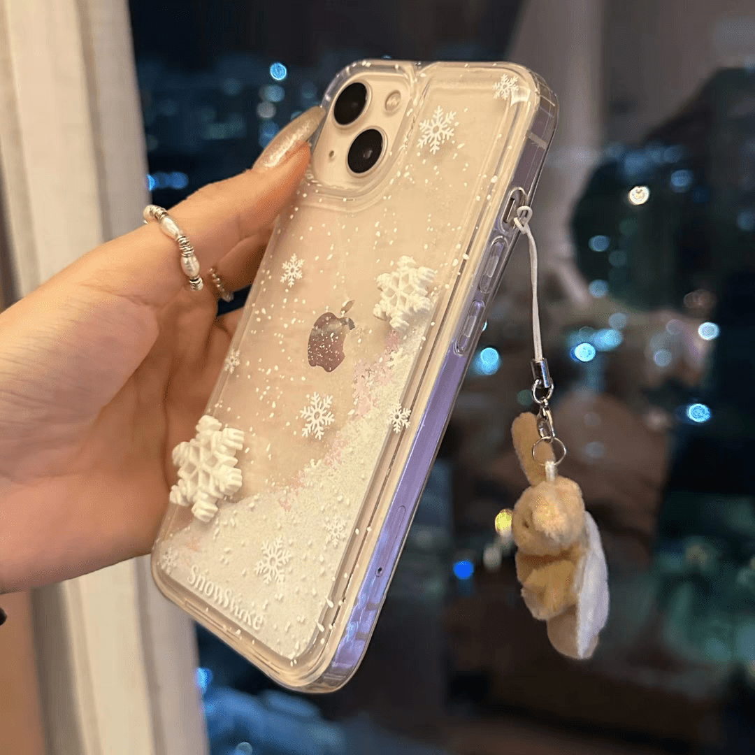 Kawaii Floating Snow iPhone AirPods Case With Ornament - ArtGalleryZen