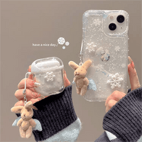 Thumbnail for Kawaii Floating Snow iPhone AirPods Case With Ornament - ArtGalleryZen