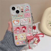 Thumbnail for Kawaii Handmade Hello Kitty Sticker iPhone Case With Phone Chain - ArtGalleryZen