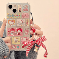 Thumbnail for Kawaii Handmade Hello Kitty Sticker iPhone Case With Phone Chain - ArtGalleryZen