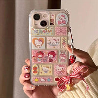 Thumbnail for Kawaii Handmade Hello Kitty Sticker iPhone Case With Phone Chain - ArtGalleryZen