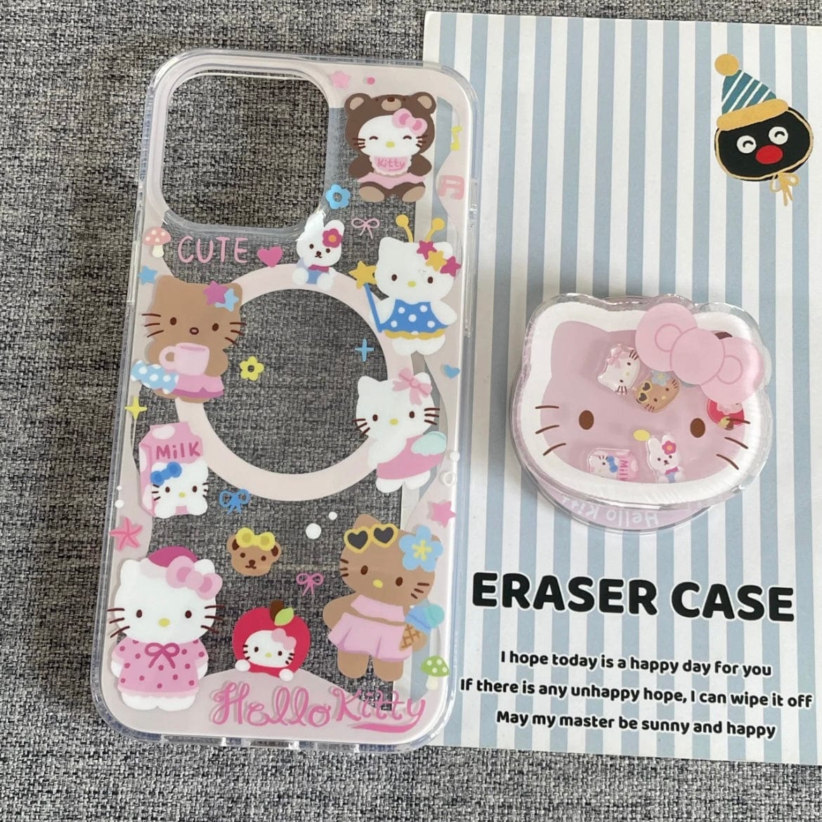Kawaii Hello Kitty Shaker Magnetic Stand iPhone Case - ArtGalleryZen