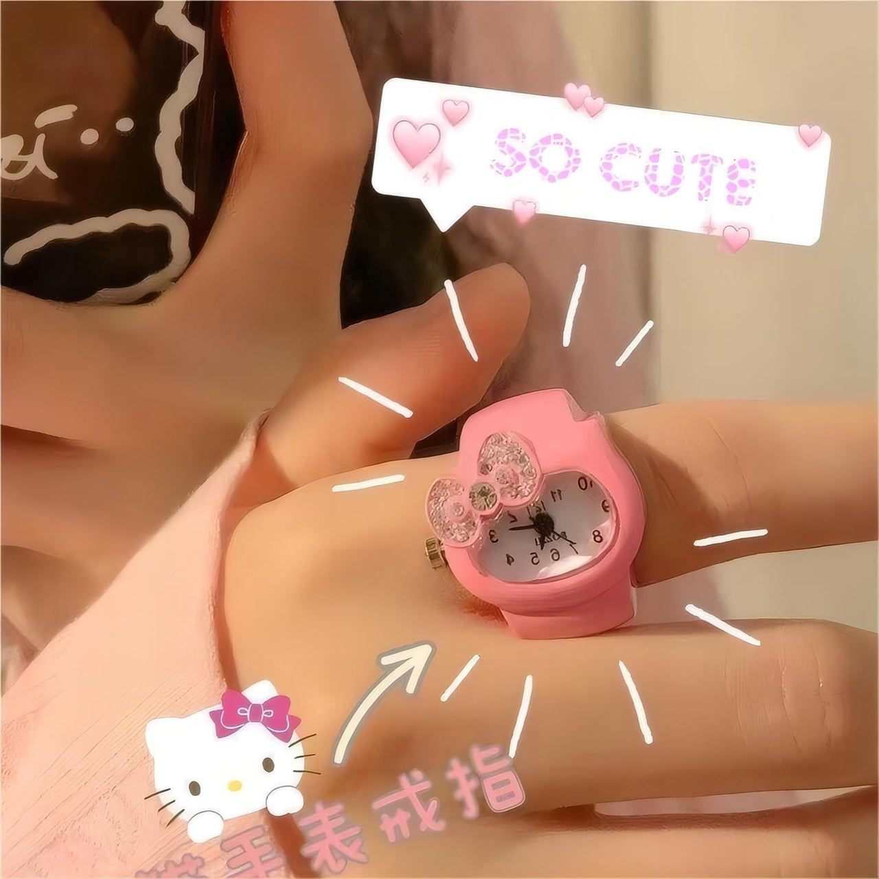 Kawaii Hello Kitty Watch Ring - ArtGalleryZen