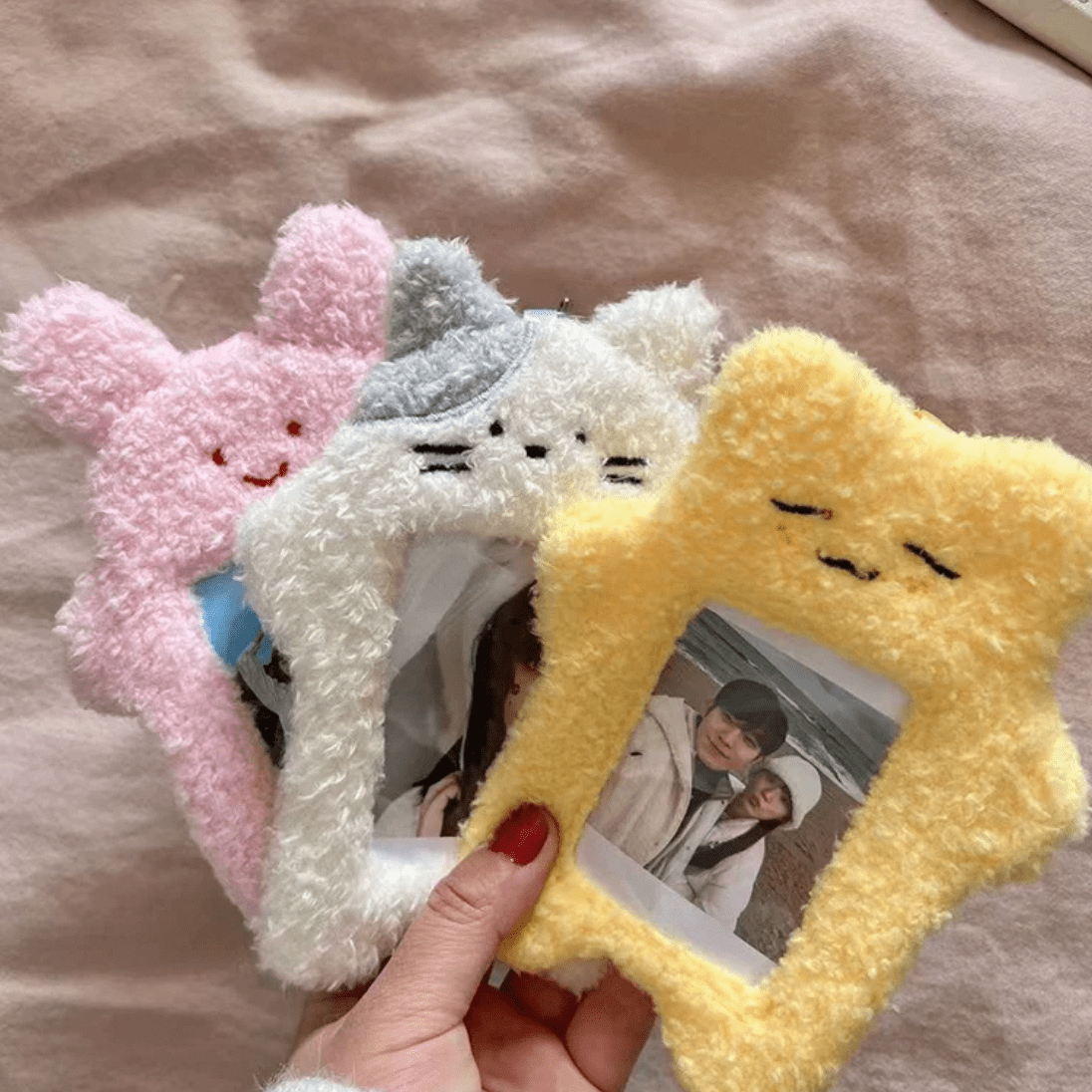 Kawaii Kitten Rabbit Kpop Keychain Plush Photocard Holder - ArtGalleryZen