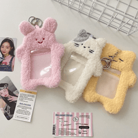 Thumbnail for Kawaii Kitten Rabbit Kpop Keychain Plush Photocard Holder - ArtGalleryZen