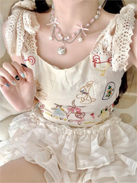 Thumbnail for Kawaii Layered Star Tassel Hello Kitty Ball Chain Necklace - ArtGalleryZen