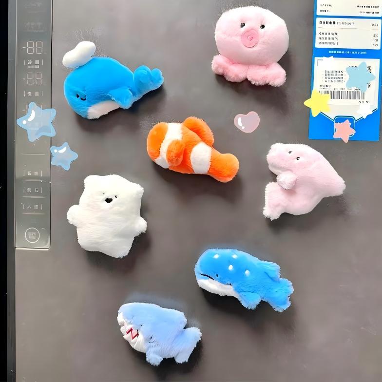 Kawaii Marine Animal Plush Fridge Magnets - ArtGalleryZen