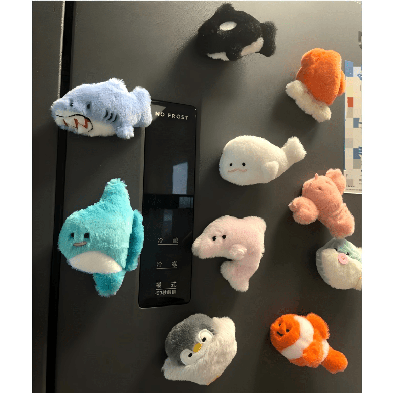Kawaii Marine Animal Plush Fridge Magnets - ArtGalleryZen