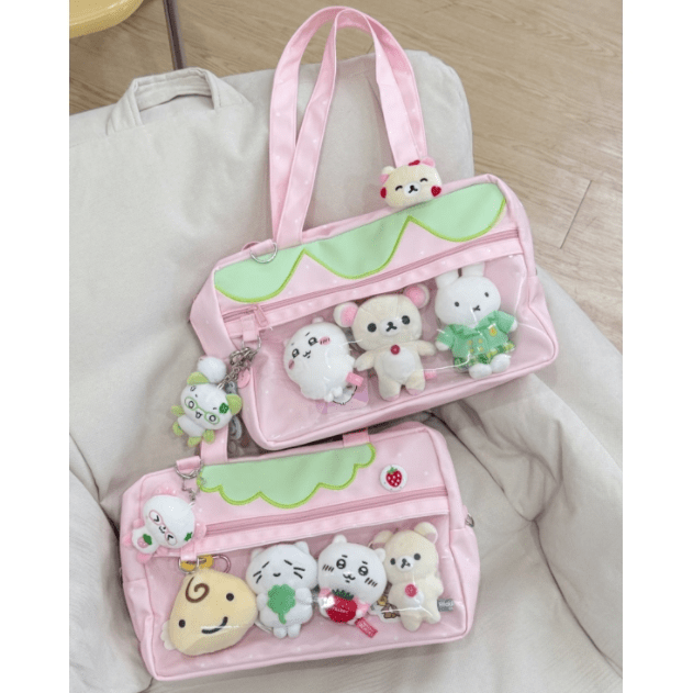 Kawaii Pink Strawberry Kpop Fan Display Shoulder Crossbody Bag - ArtGalleryZen