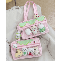 Thumbnail for Kawaii Pink Strawberry Kpop Fan Display Shoulder Crossbody Bag - ArtGalleryZen