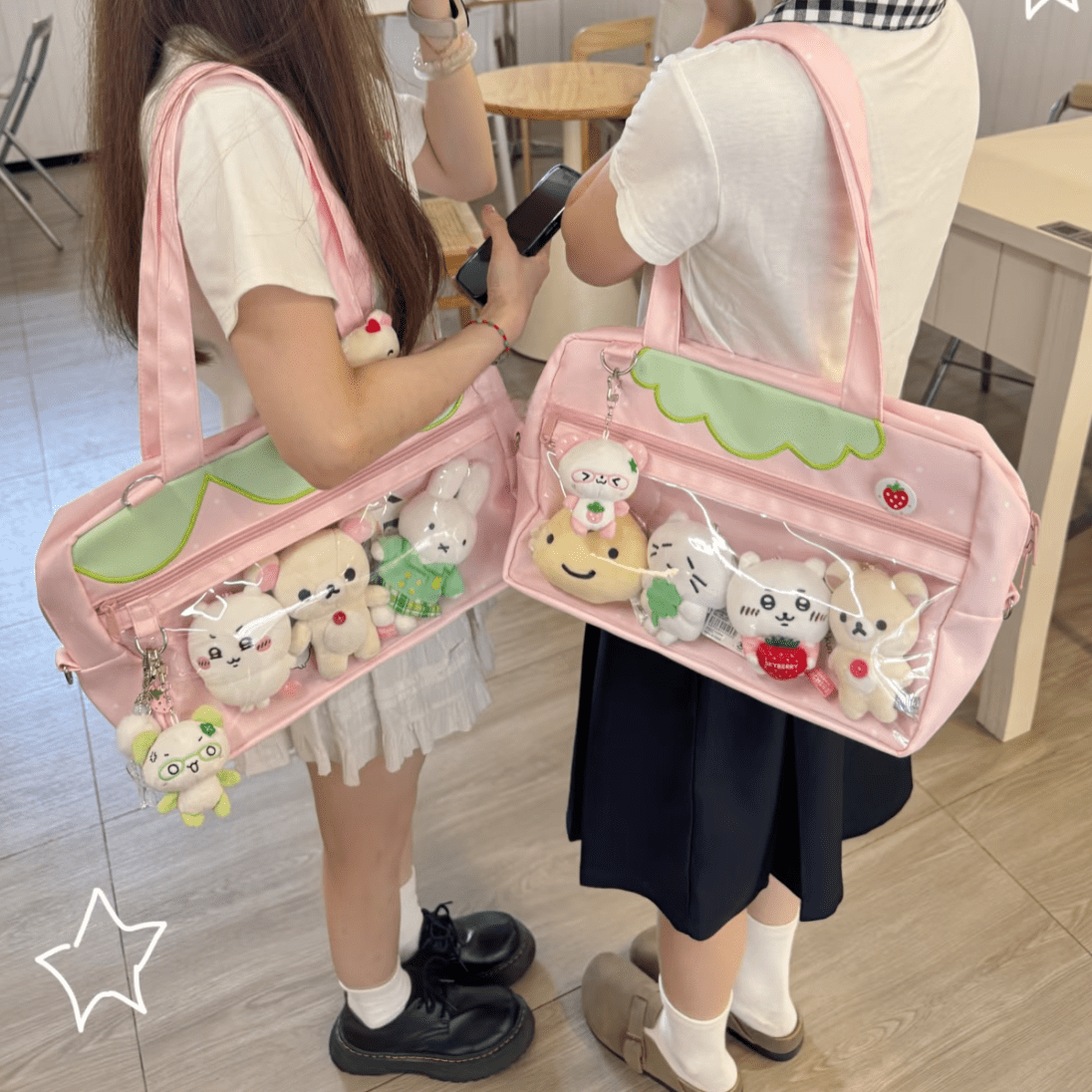 Kawaii Pink Strawberry Kpop Fan Display Shoulder Crossbody Bag - ArtGalleryZen