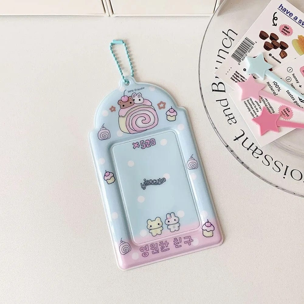 Kawaii Puppy Panda Swiss Roll Kpop Keychain Photocard Holder - ArtGalleryZen