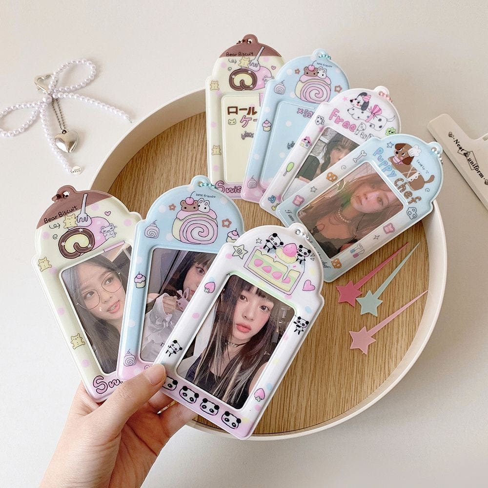Kawaii Puppy Panda Swiss Roll Kpop Keychain Photocard Holder - ArtGalleryZen