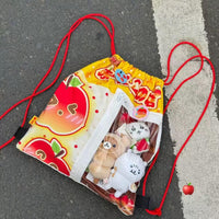 Thumbnail for Kawaii Red Green Apple Kpop Fan Display Drawstring Backpack - ArtGalleryZen