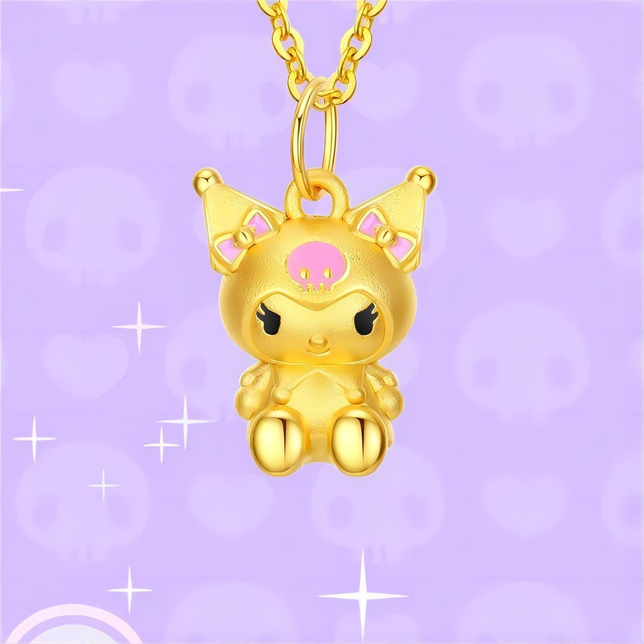 Kawaii Sanrio Gold Filled Kuromi Necklace - ArtGalleryZen