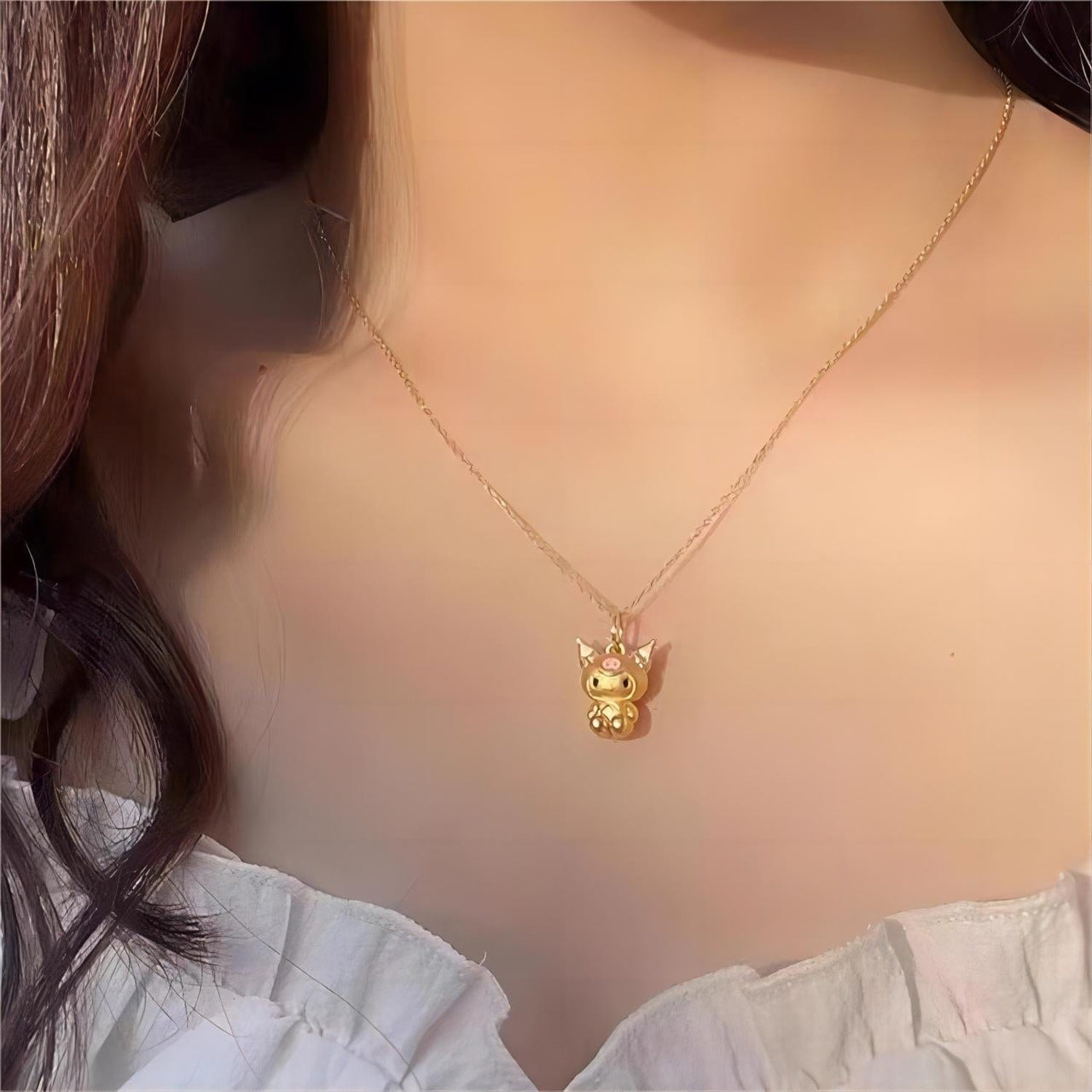 Kawaii Sanrio Gold Filled Kuromi Necklace - ArtGalleryZen