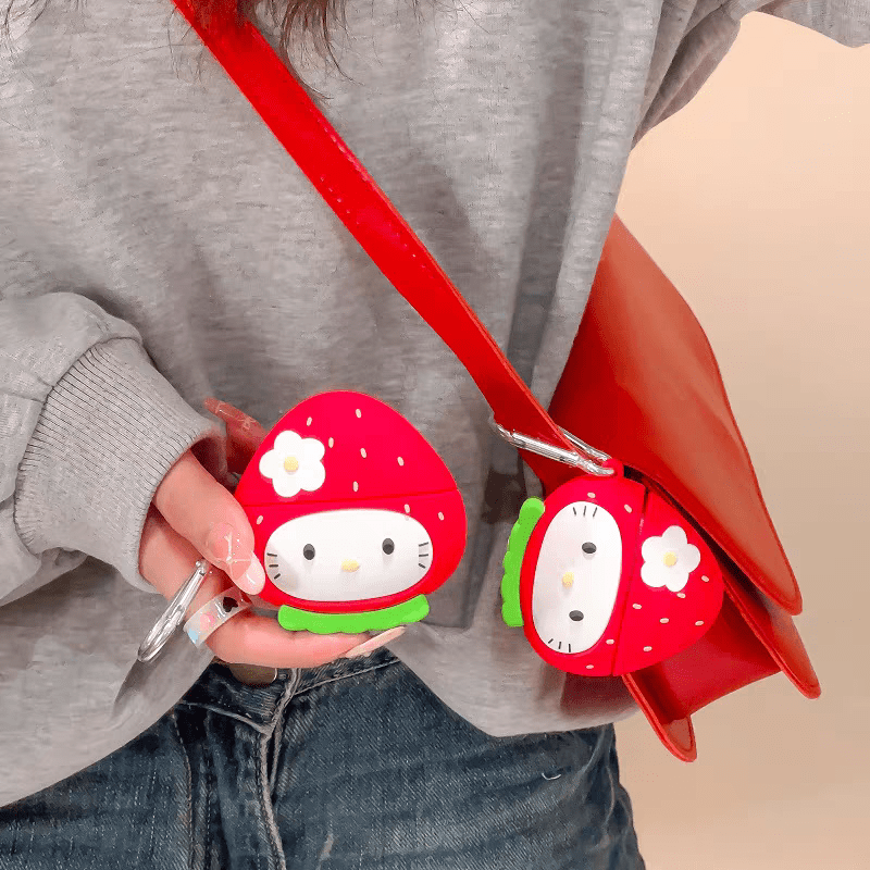 Kawaii Strawberry Hello Kitty AirPods Earphone Case - ArtGalleryZen