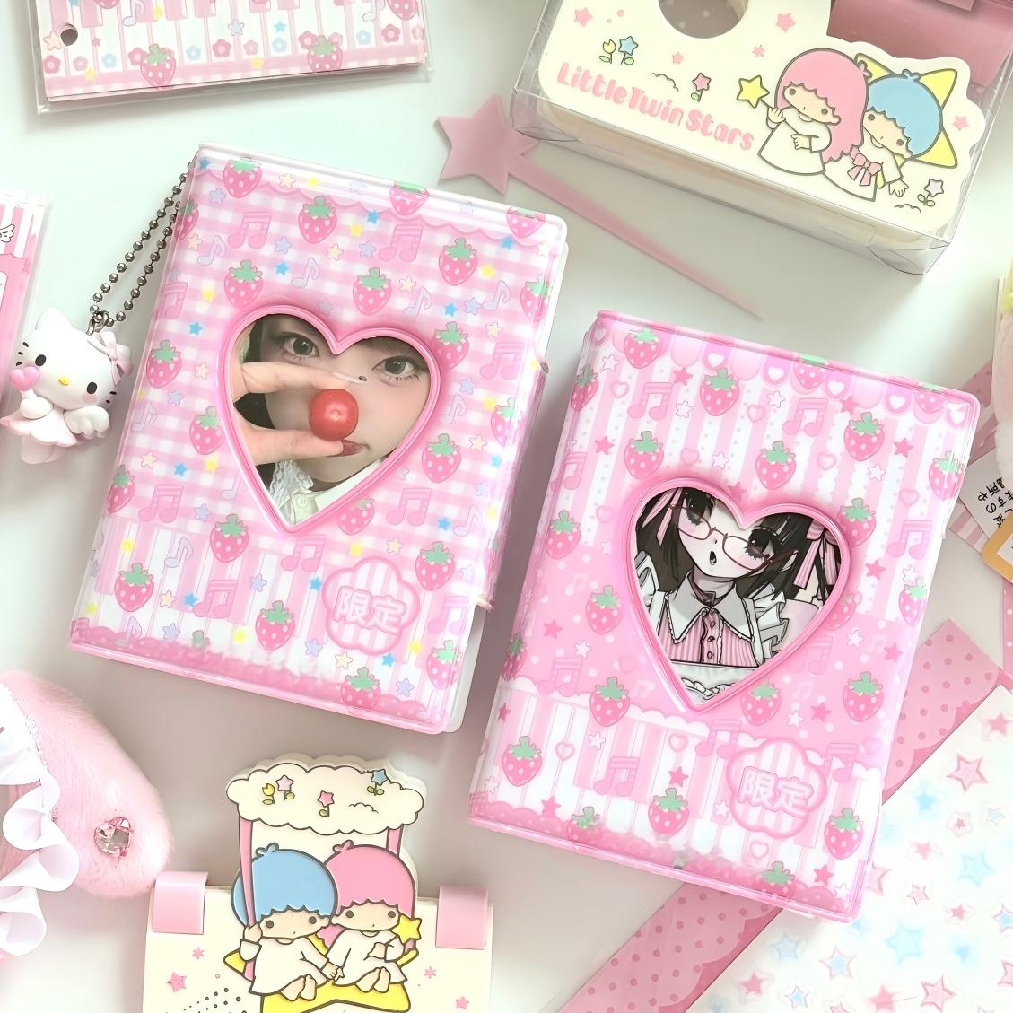 Kawaii Strawberry Melody Hollow Heart A7 Binder Cover - ArtGalleryZen