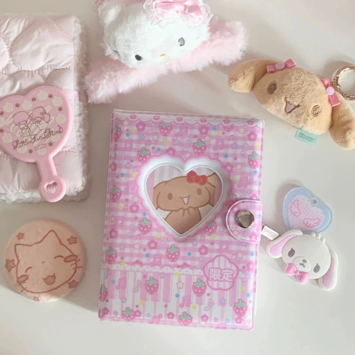 Kawaii Strawberry Melody Hollow Heart A7 Binder Cover - ArtGalleryZen