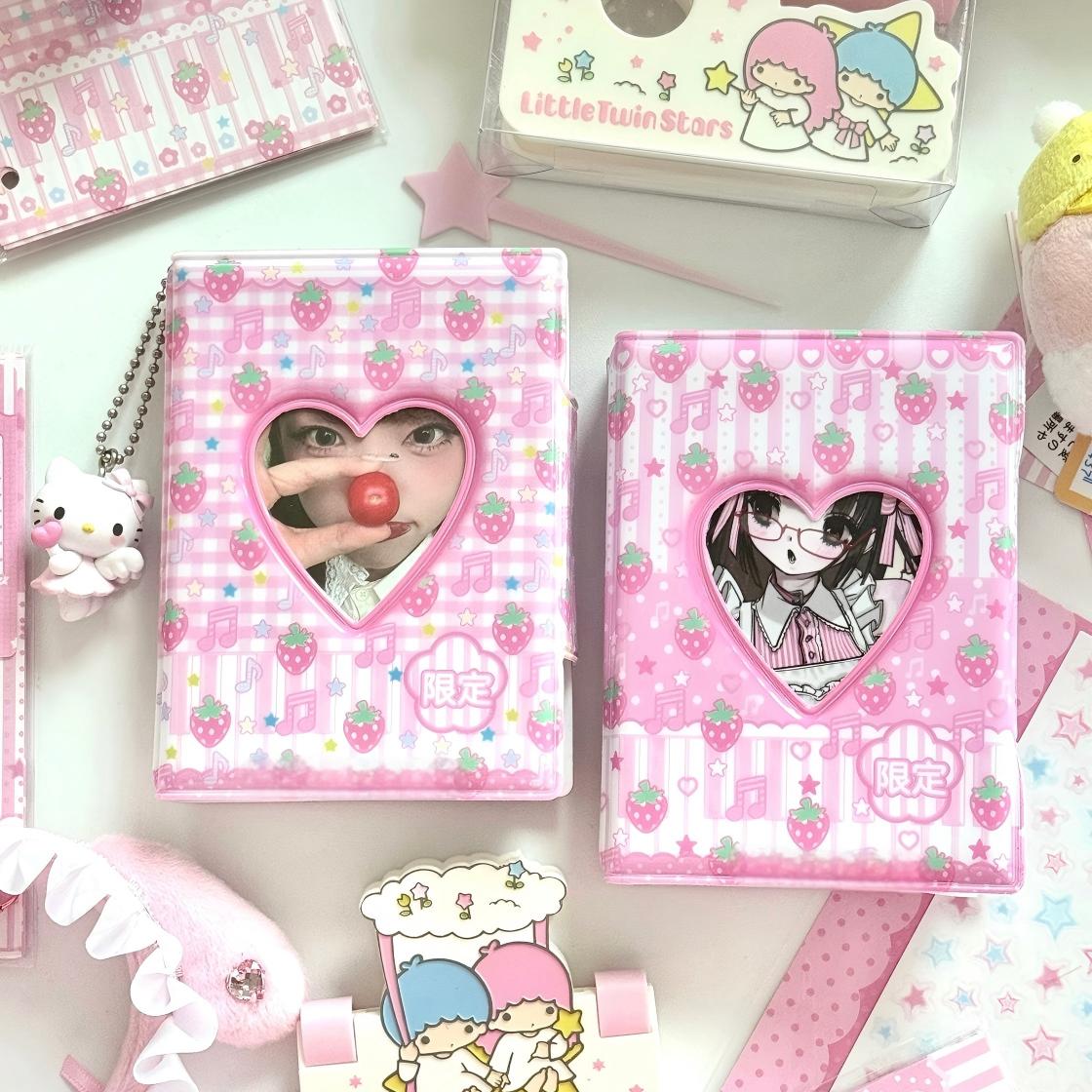Kawaii Strawberry Melody Hollow Heart A7 Binder Cover - ArtGalleryZen