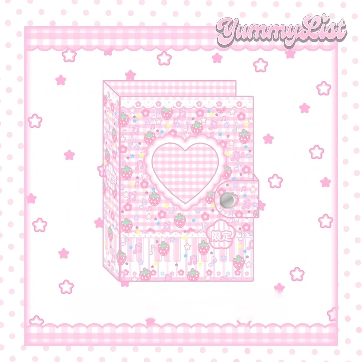 Kawaii Strawberry Melody Hollow Heart A7 Binder Cover - ArtGalleryZen