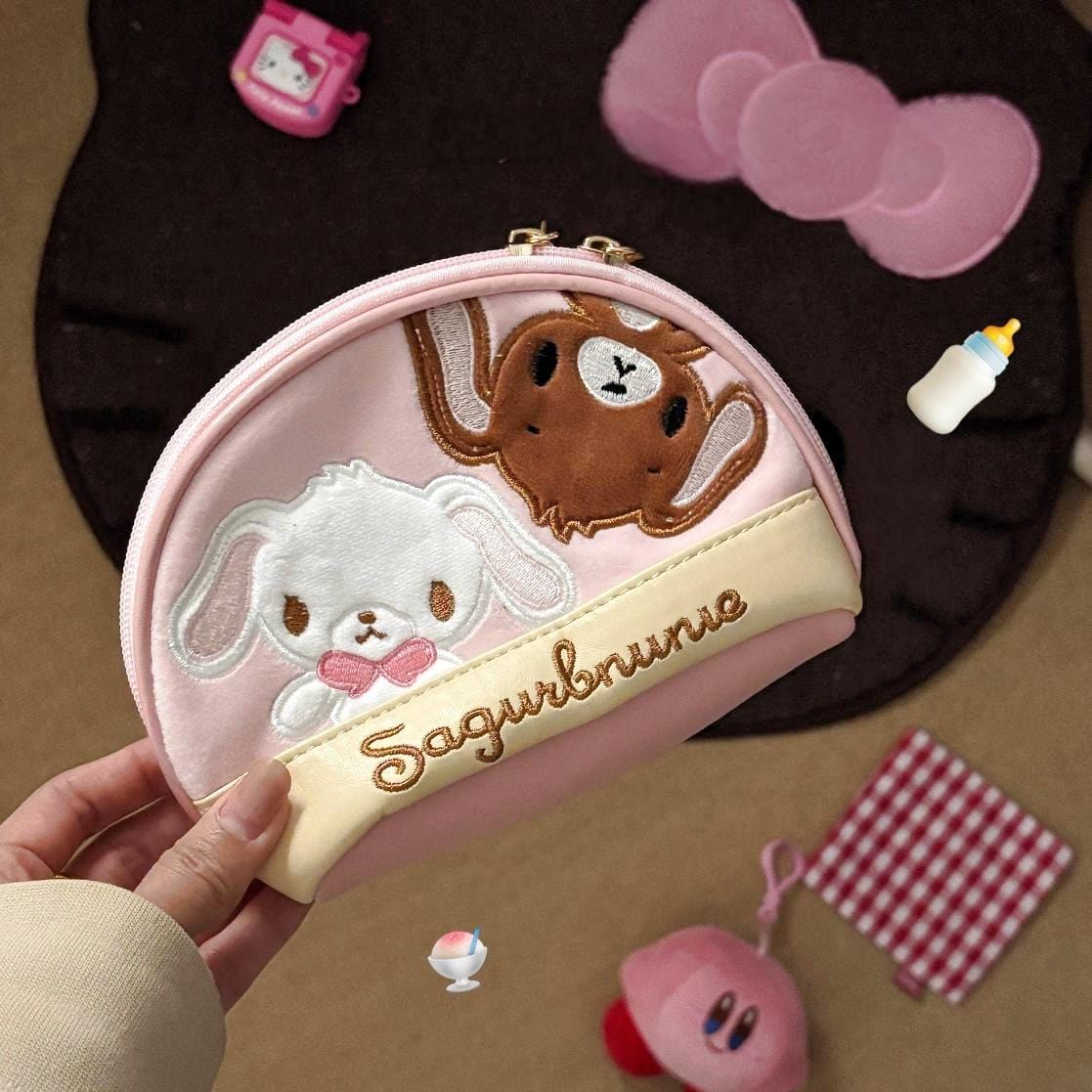 Kawaii Sugarbunnies Embroidery Makeup Toiletry Bag Storage Bag - ArtGalleryZen