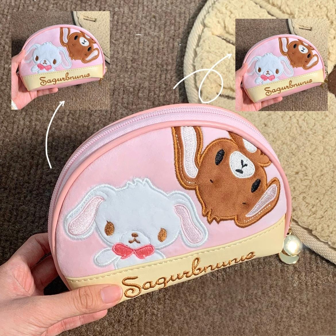 Kawaii Sugarbunnies Embroidery Makeup Toiletry Bag Storage Bag - ArtGalleryZen