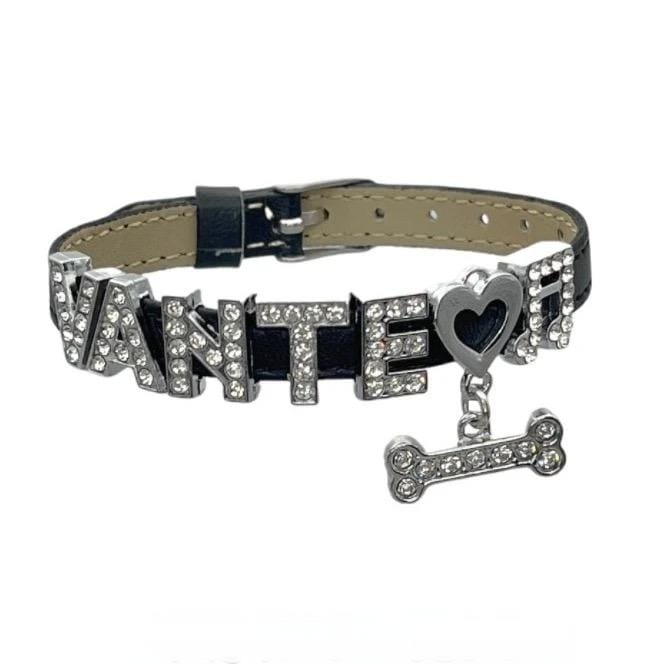 Kpop BTS Rhinestone Inlaid Letter PU Leather Collar Choker Necklace Bracelet - ArtGalleryZen