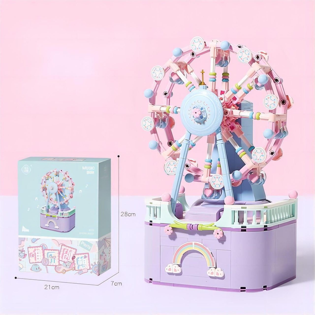 LEGO Compatible Music Box Carousel Ferris Wheel Assembly Building Blocks - ArtGalleryZen