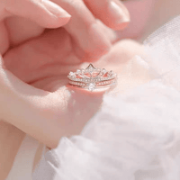 Thumbnail for Lux 2 Pieces Stackable Crystal Crown Ring Set - ArtGalleryZen