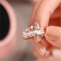 Thumbnail for Lux 2 Pieces Stackable Crystal Crown Ring Set - ArtGalleryZen