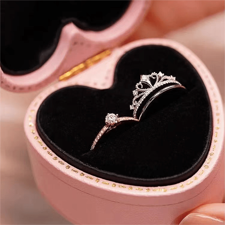 Lux 2 Pieces Stackable Crystal Crown Ring Set - ArtGalleryZen