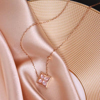 Thumbnail for LUX 24K Gold Natural Pearl Shell Lucky Flower Diamond Necklace - ArtGalleryZen