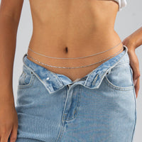 Thumbnail for Minimalist 2pcs Gold Silver Plated Belly Chain Set - ArtGalleryZen