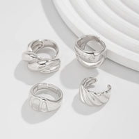 Thumbnail for Minimalist 4pcs Glossy Twisted Stackable Ring Set - ArtGalleryZen