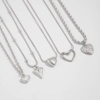 Thumbnail for Minimalist 5pcs Relief Hollow Heart Pendant Rope Saturn Chain Necklace Set - ArtGalleryZen