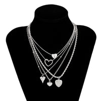 Thumbnail for Minimalist 5pcs Relief Hollow Heart Pendant Rope Saturn Chain Necklace Set - ArtGalleryZen